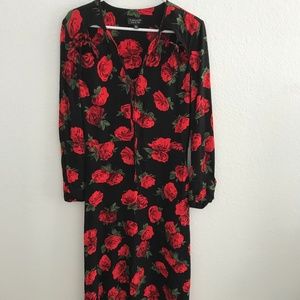 Flowered Long Sleeve Dress Size 4